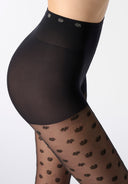 Daisy floral fancy 30 den black tights Oroblu