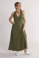 Babette khaki halterneck kjole