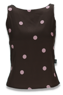 Alma blus brun och rosa prickig