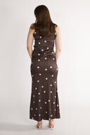 Alma blus brun och rosa prickig