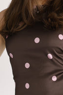 Alma blus brun och rosa prickig