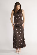 Alma blus brun och rosa prickig