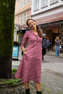 Margot fuchsiaröd blommig klänning