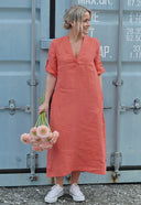 Cecilie peach farget herlig linkjole