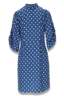 Bella blå og hvit polkadot kjole