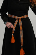 Belt ribbon orange, brown grey 3,5 cm