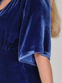 Arianna blå eksklusiv kjole i silkevelour