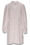Trazy hvit og rød polkadot kjole