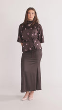 Bekka blus brun och rosa