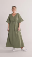 Eira khaki boho chic klänning
