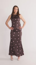 Alma blus brun och rosa prickig