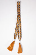 Belt ribbon orange, brown grey 3,5 cm