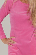 Barbro basis kjole i rosa velur